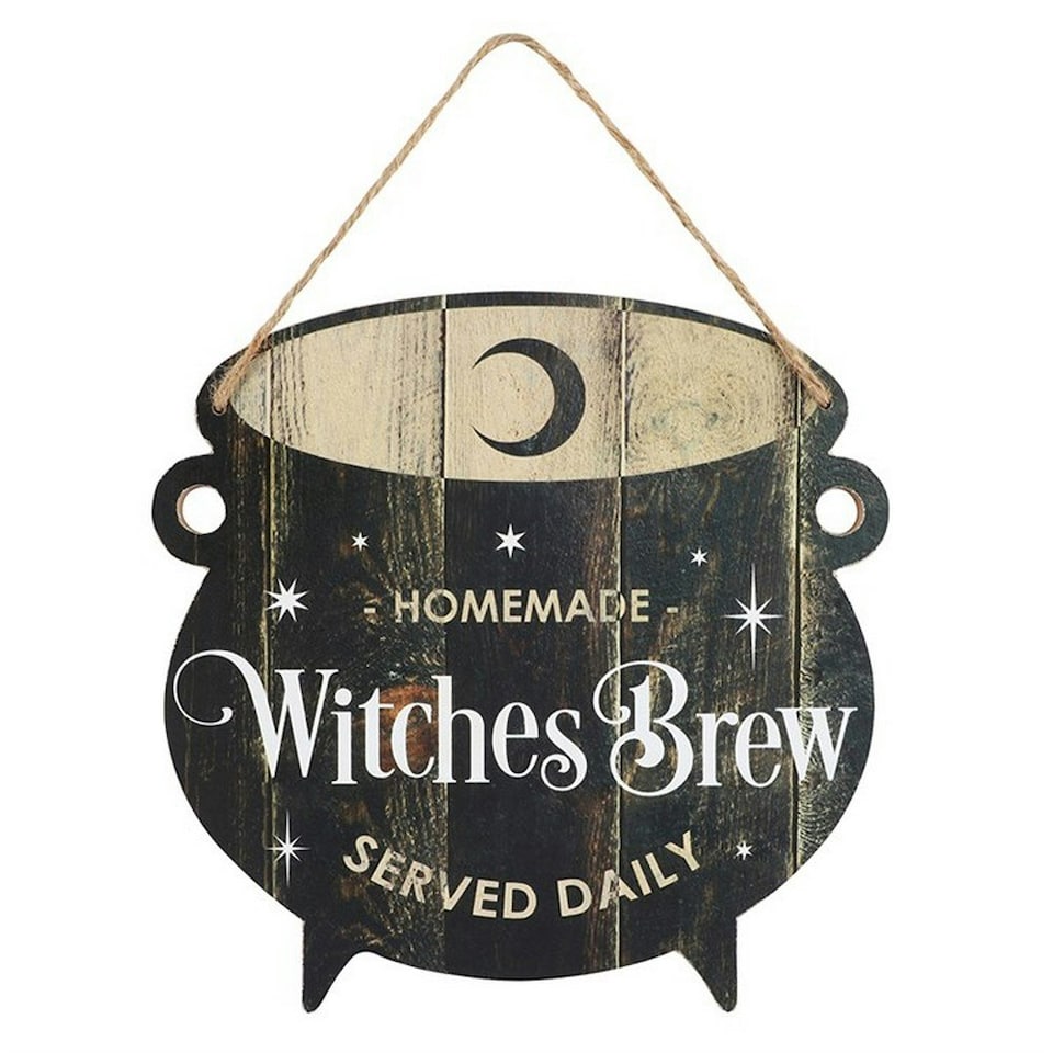 Something Different Witches Brew Cauldron Halloween Door Sign - Black/White/Brown - One Size