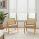 image 9 of COSTWAY Wooden Accent Chair Upholstered Arm Chair Brown