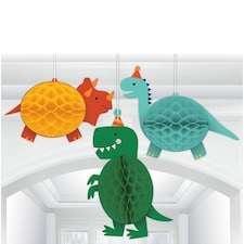 Dino-Mite Party Dinosaur Honeycomb Hanging Decorations - Pack of 3