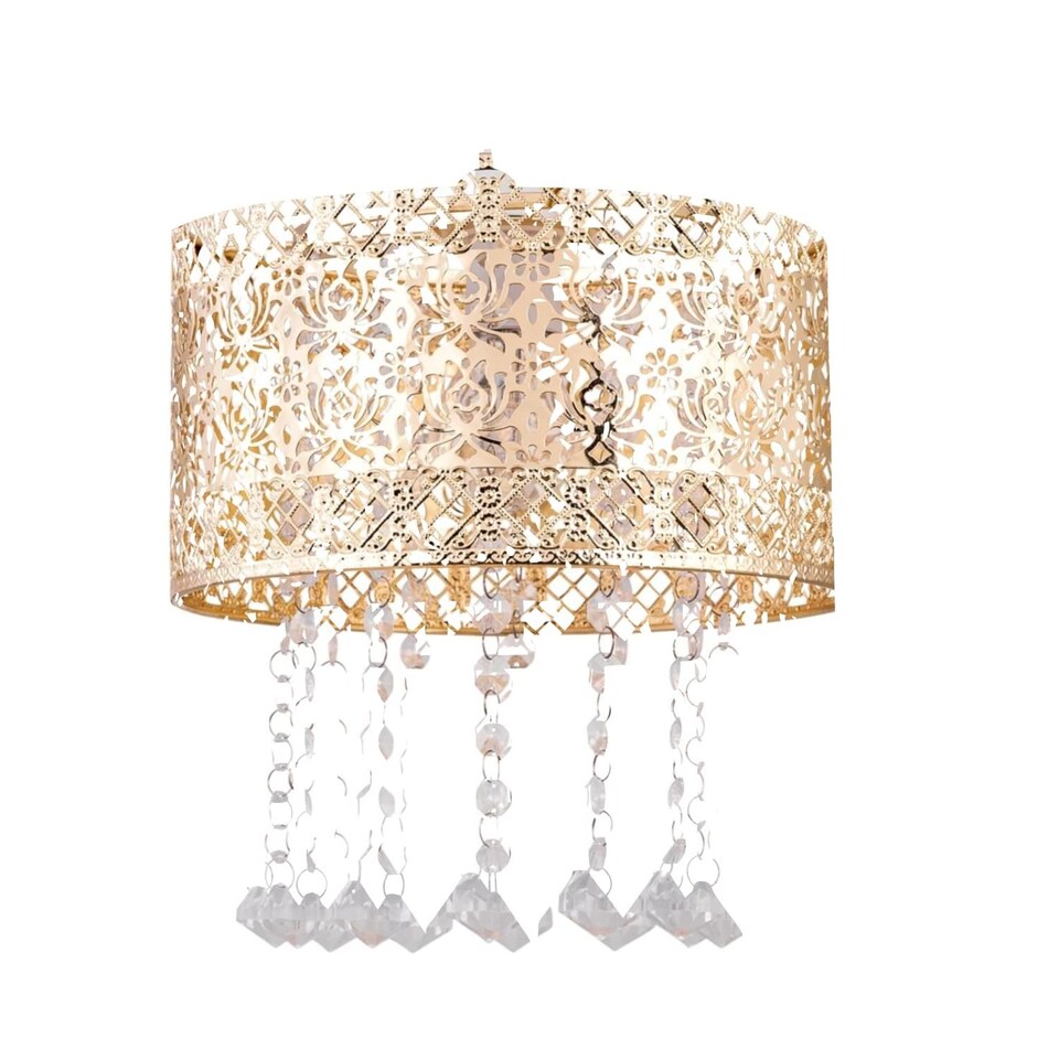 image 1 of Gold Cut Out Jewelled Easy Fit Light Shade | Gold | Clear | Medium | 1