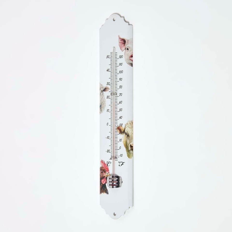 image 1 of Homescapes Outdoor Thermometer with Farmyard Animal Design