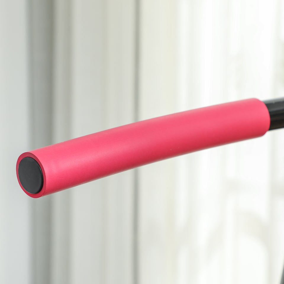 image 1 of SPORTNOW Fitness Trampoline with Adjustable Handle, LED Lights, Pink