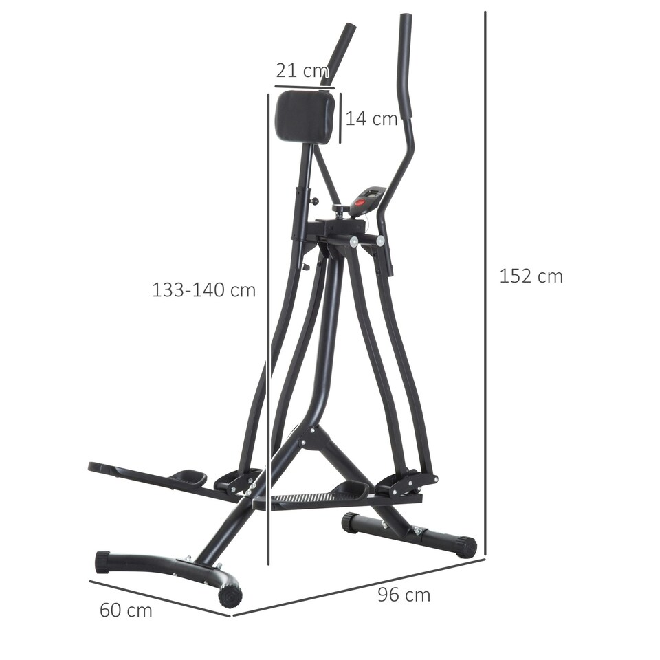 image 1 of HOMCOM Air Walker Glider Cross Trainer Fitness Machine for Home Gym, Black