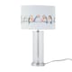 image 2 of Set of 2 Aura - Chrome Table Lamps with Bird Print Linen Shades Chrome | Multi