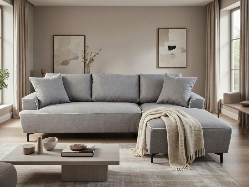 image 1 of The Milano Edge 3 Seater Left Hand Corner Sofa in Grey or Beige | Grey | One Size