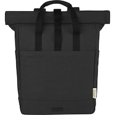 Joey Roll Top Canvas 15L Laptop Backpack - Solid Black - One Size
