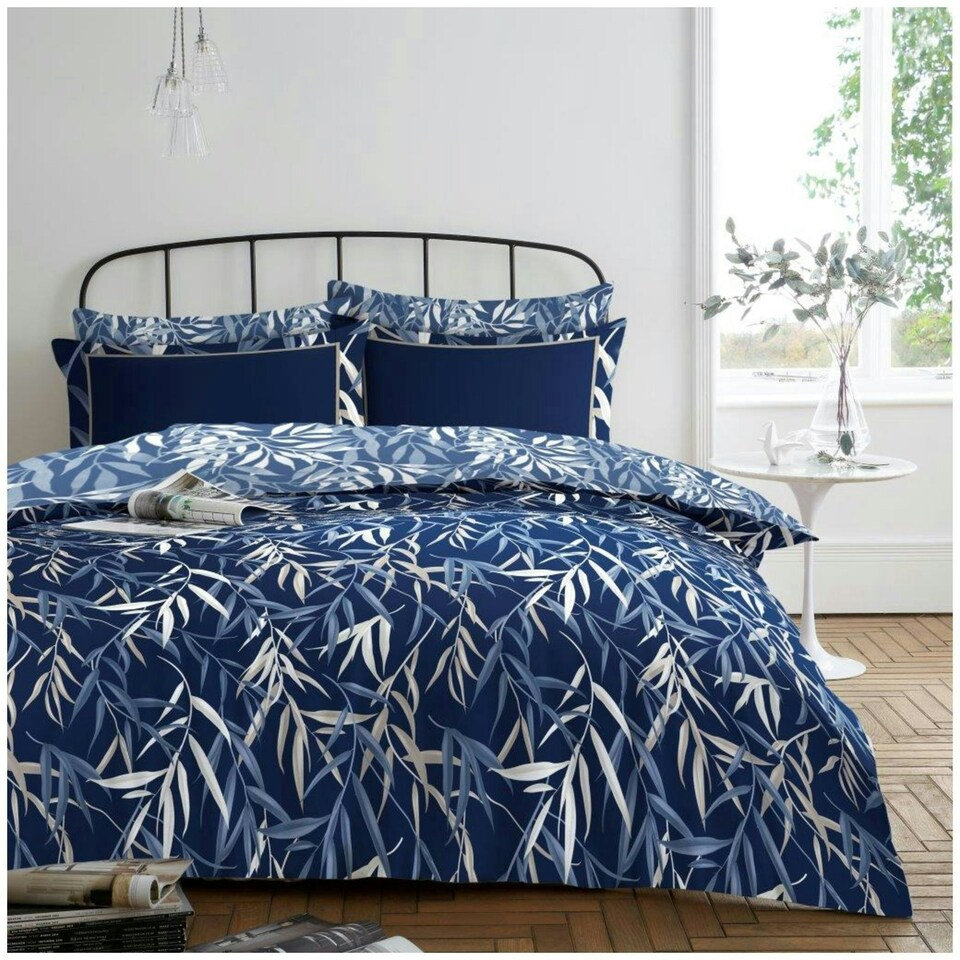 image 1 of VELVETIO Monton Complete Duvet Cover Set with Fitted Sheet Breathable Bedding Quilt Blue | Double