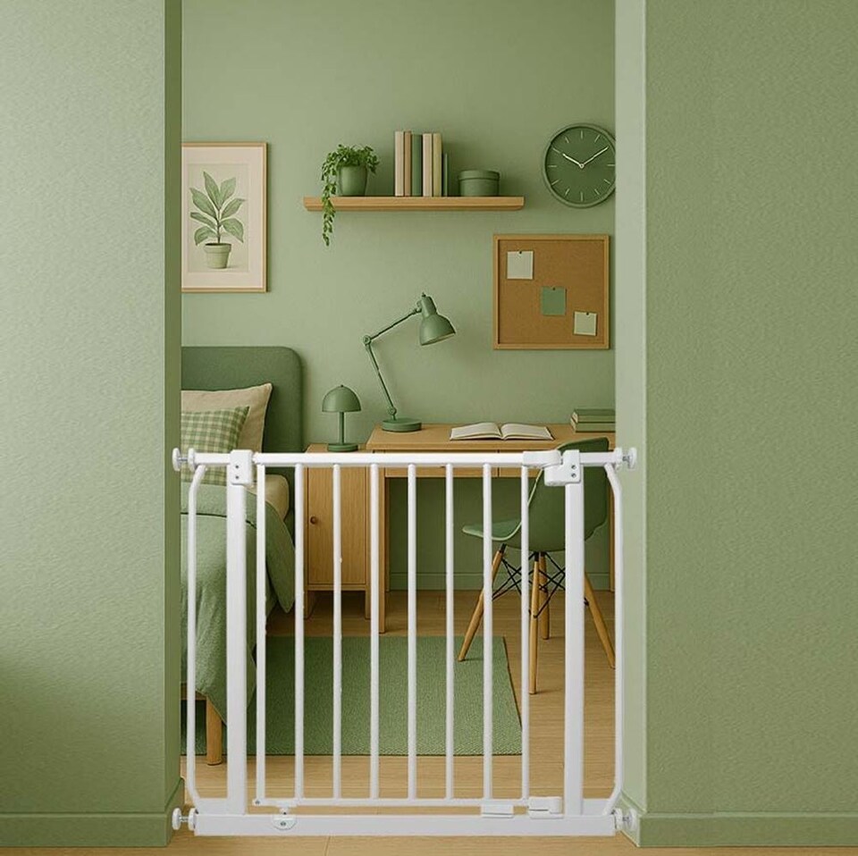 image 1 of Safetots Elite Pressure Safety Gate, 71cm - 80cm, Matt White, Pressure Fit Stair Gate