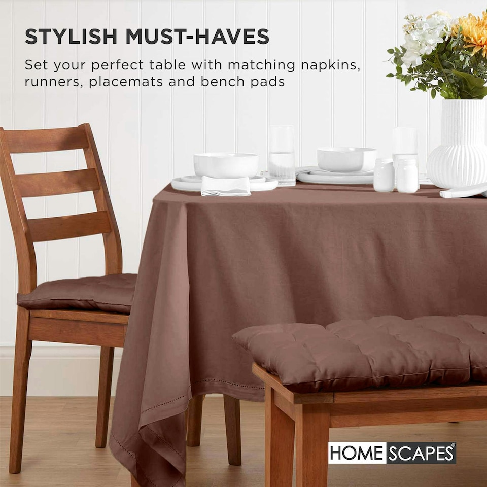 image 1 of Homescapes Seat Pad Luxury Cotton Indoor Outdoor Garden Dining Cushion | Brown | 40 x 40 cm | 1