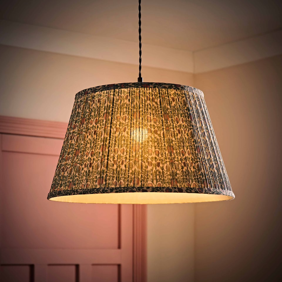 image 1 of ValueLights Abel Large Floral Pleated Tapered Lamp Shade & Bulb | Multi