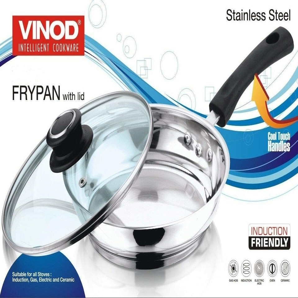 image 1 of Vinod Stainless Steel Frying Pan – 24 cm