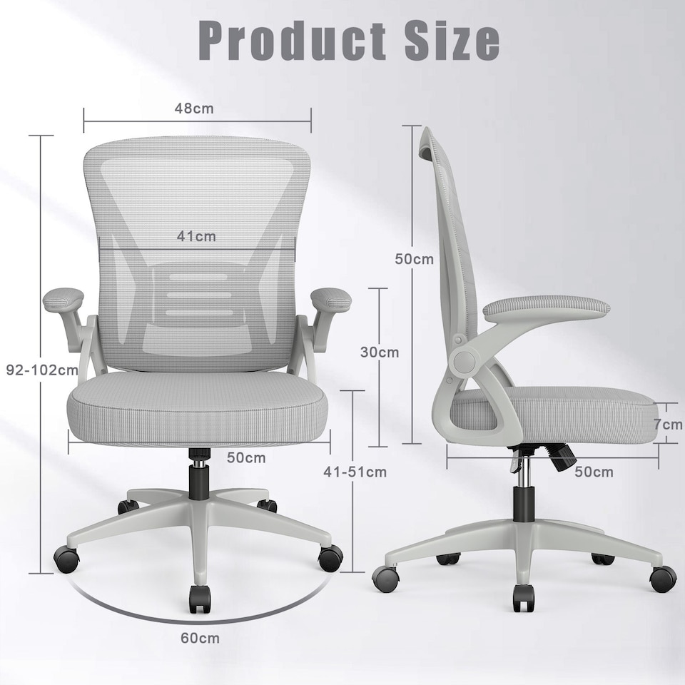 image 1 of Rattantree Ergonomic Office Chair with Flip Up Armrests & Lumbar Support