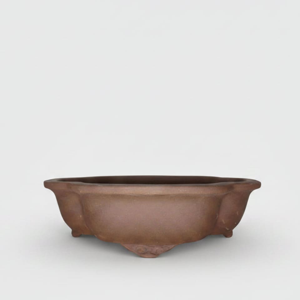 Yorkshire Bonsai 31cm Unglazed Bonsai Pot Oval 31cm x 25cm x 9cm Floral Brown
