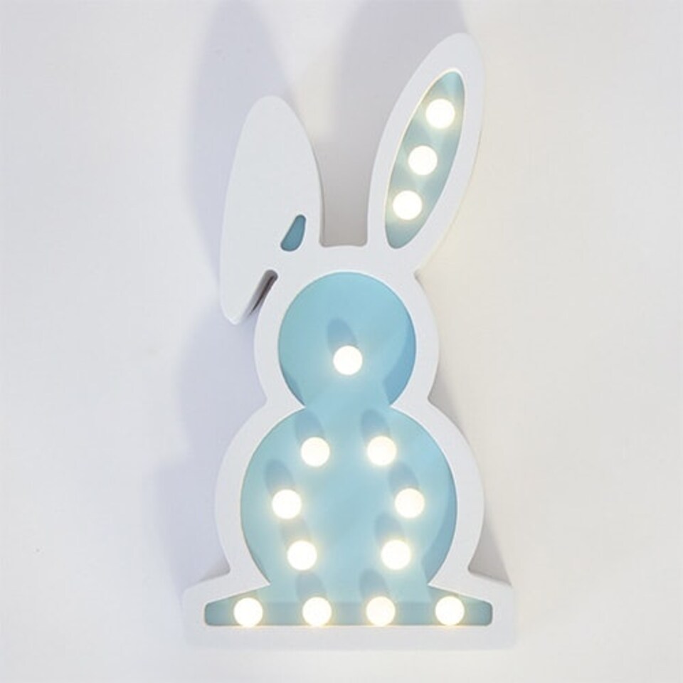 image 1 of Blue Easter Bunny Wooden LED Light Decoration 32.5cm