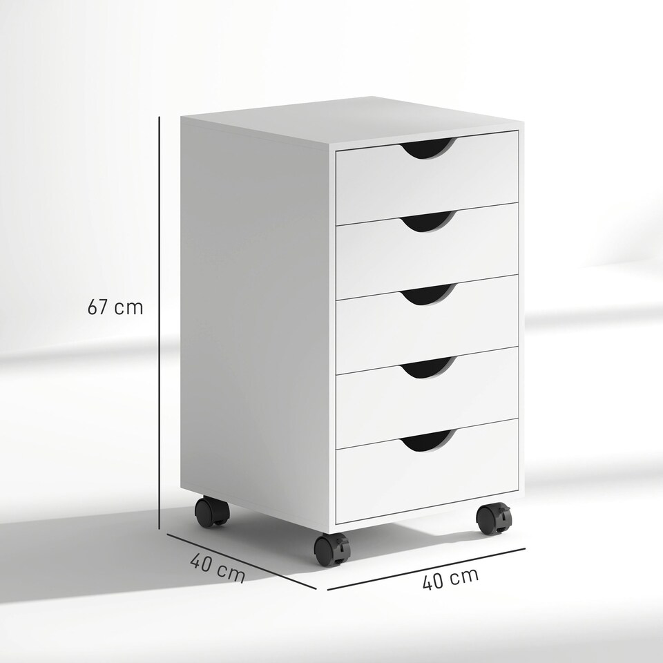 image 1 of HOMCOM Mobile Vertical Filing Cabinet with 5 Drawers for Home Office, White 