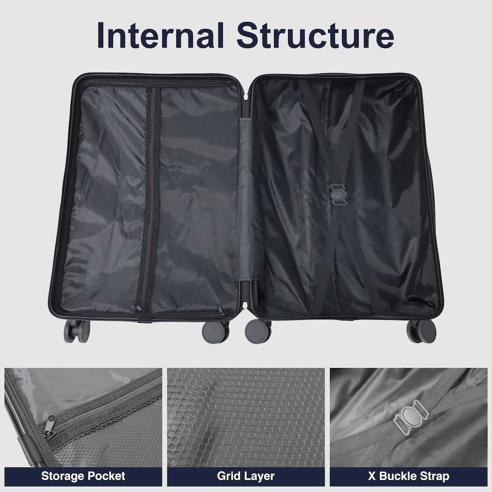 image 1 of Alivio 3-Piece Lightweight Expandable Hard Shell ABS Suitcase with Spinner Wheels