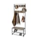 image 1 of House of Home Coat Rack Stand with Shoe Storage Bench 9 Hooks Rustic Light Brown Entrance Hall | Brown | Light Brown
