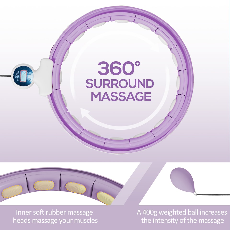 image 1 of SPORTNOW Smart Weighted Hula Hoop with 16 Detachable Knots, Purple