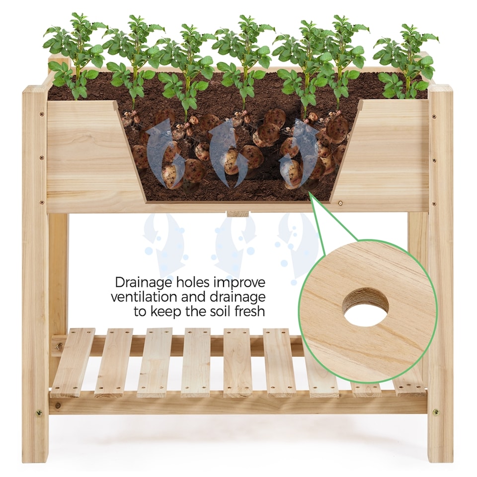 image 1 of Yaheetech 75 cm H Wooden Raised Garden Bed-Wood