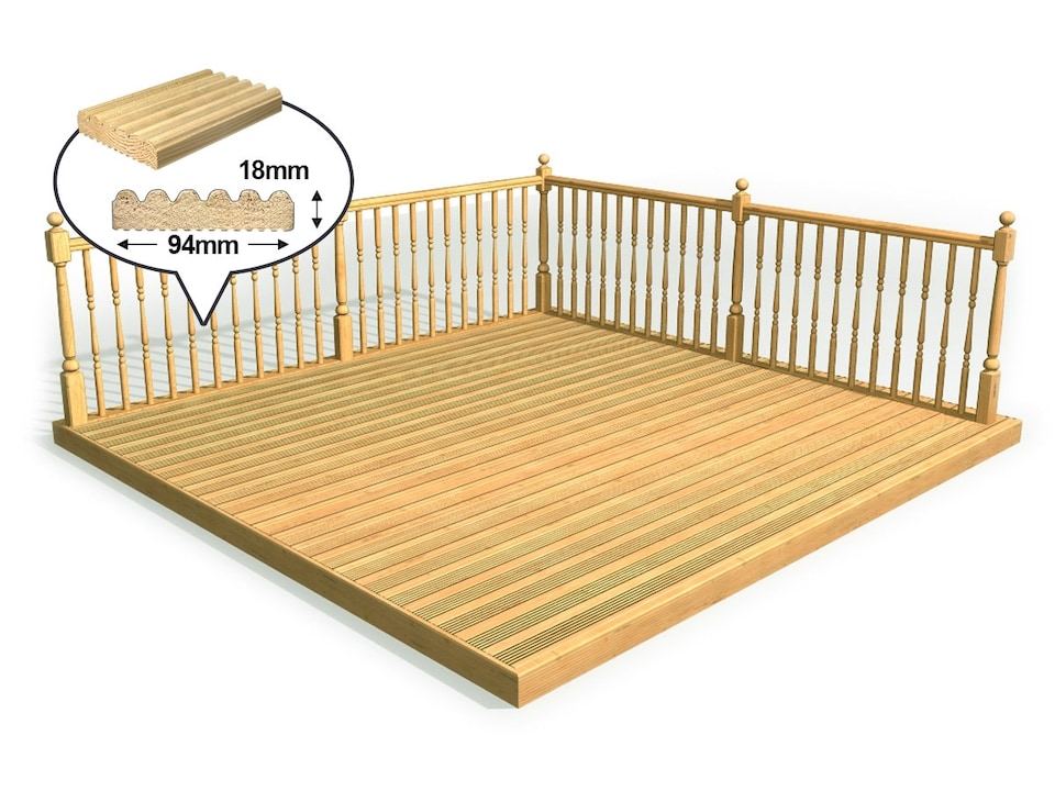 image 1 of eDecks Discount Decking Kit, Treated Timber, 2.4 x 2.4m - Square Handrails