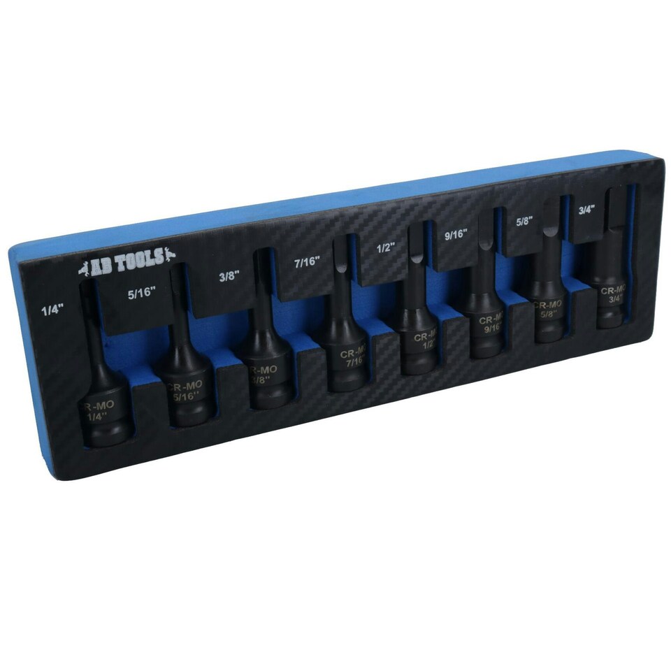 image 1 of AF Imperial SAE Allen Hex Key Sockets 1/2" Drive Extra Long 1/4" - 3/4" 8pc Set