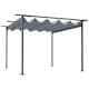 image 1 of Outsunny 3.5M X 3.5M Metal Pergola Gazebo Awning Retractable Canopy Outdoor Garden Sun Shade Shelter Marquee Party BBQ, Grey