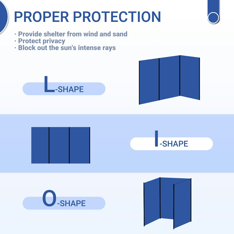 image 1 of Outsunny Camping Windbreak Portable Wind Blocker Privacy Wall, 4.5m x 1.5m