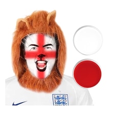 Pack of 1 England Set - Lion Mane & Face Paint Red | One Size