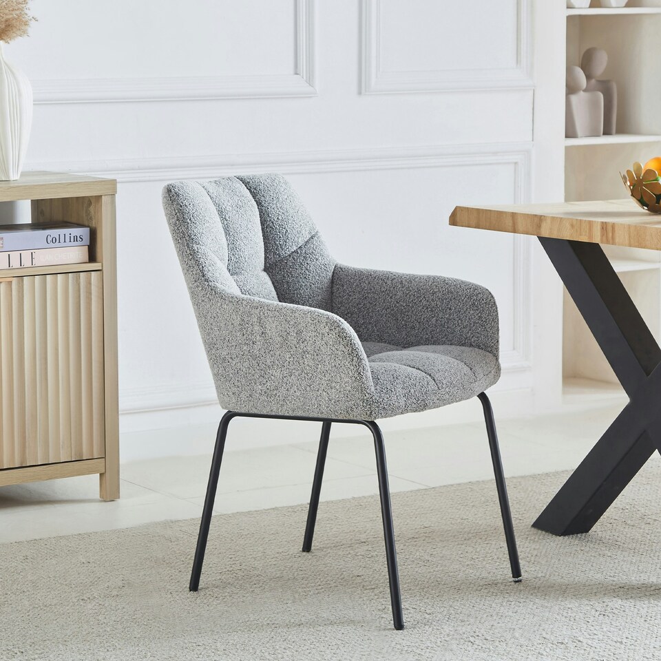 image 1 of Set of 2 Maranello Fabric Dining Chairs - Light Grey
