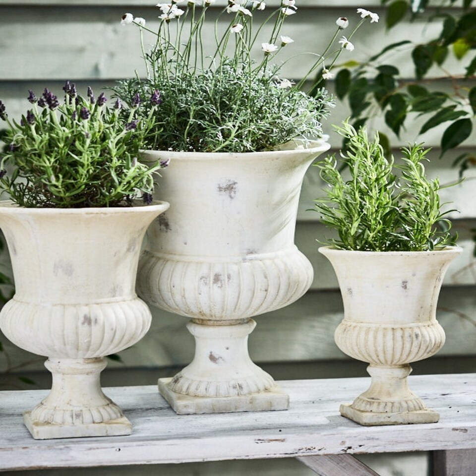 image 1 of Granada White Urn Planters White
