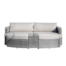 Direct Wicker Outdoor Garden Rattan Sun Lounger with Coffee Table