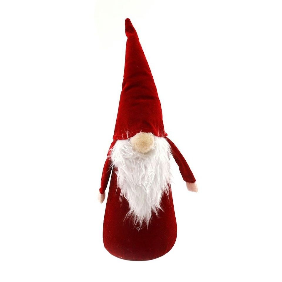 Something Different Velvet Gonk Christmas Decoration - Red/White - 46cm x 12.5cm x 12.5cm