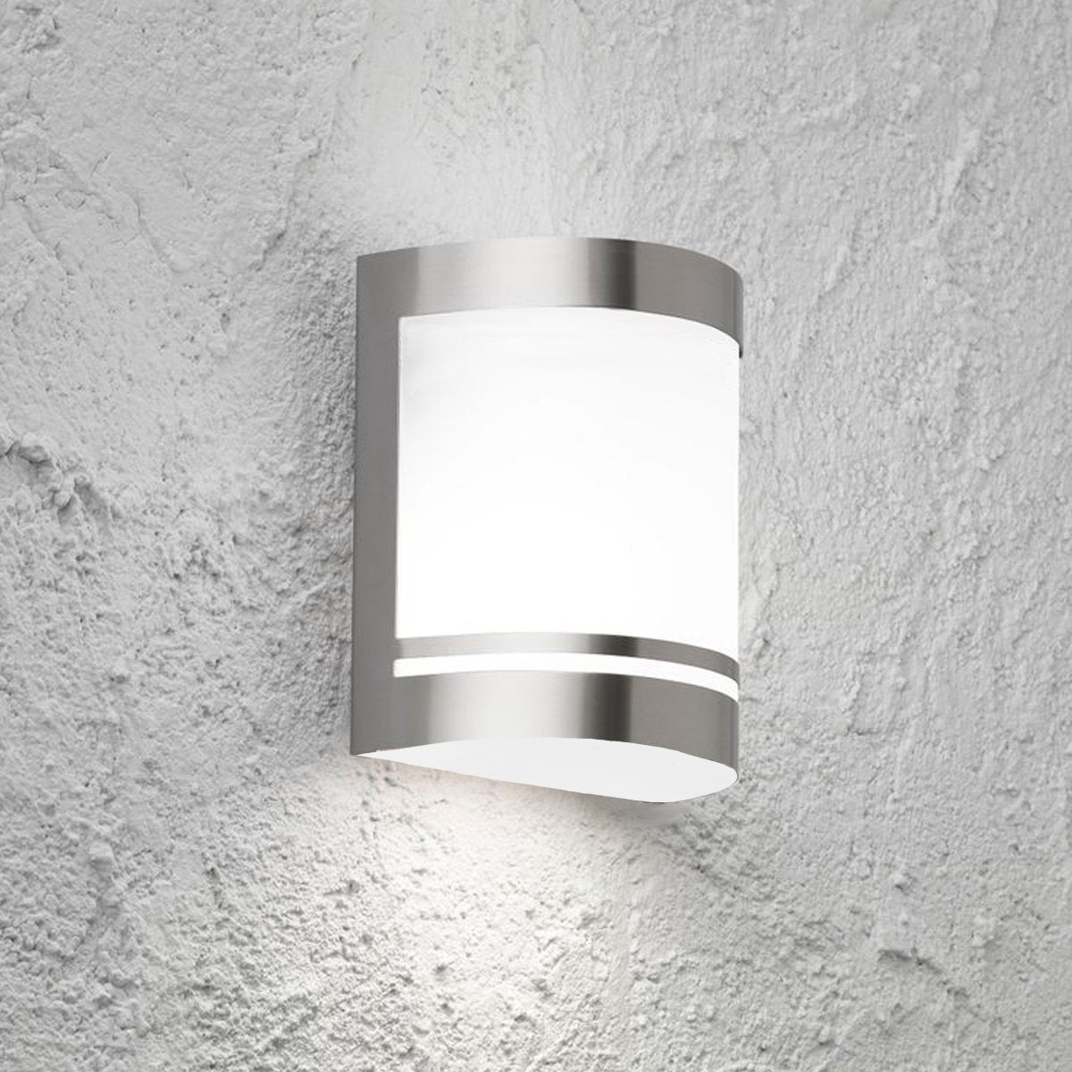 CGC KALA Stainless Steel Curved Outdoor Wall Light Multi Grey / silver Height: 20.8 cm, Width: 16 cm, Depth: 9.2 cm