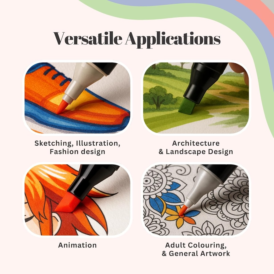 image 1 of Straame Alcohol Markers – Dual-Tip Colouring Pens, (Set of 24)