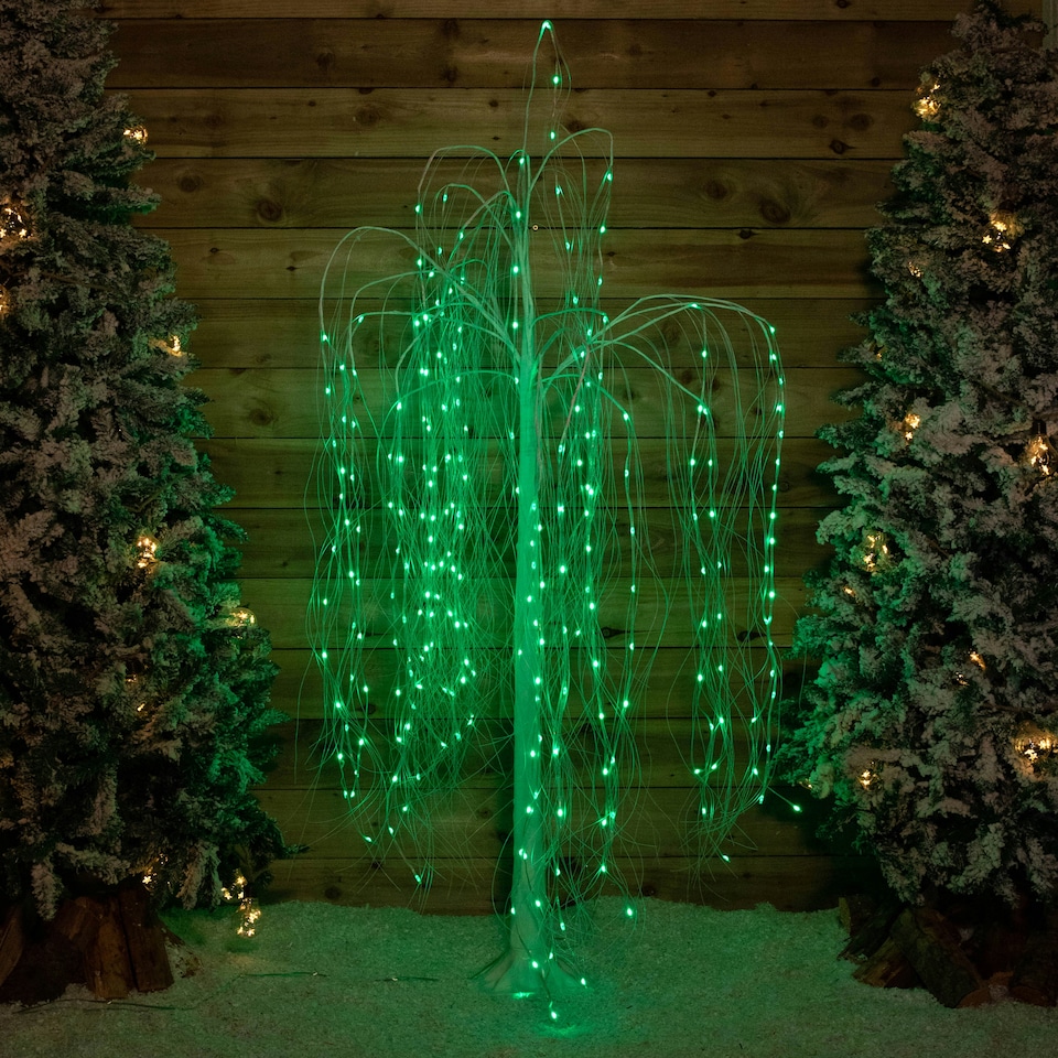 image 1 of 1.8m White Christmas Willow Tree with App, Remote Control and 240 RGB LEDs