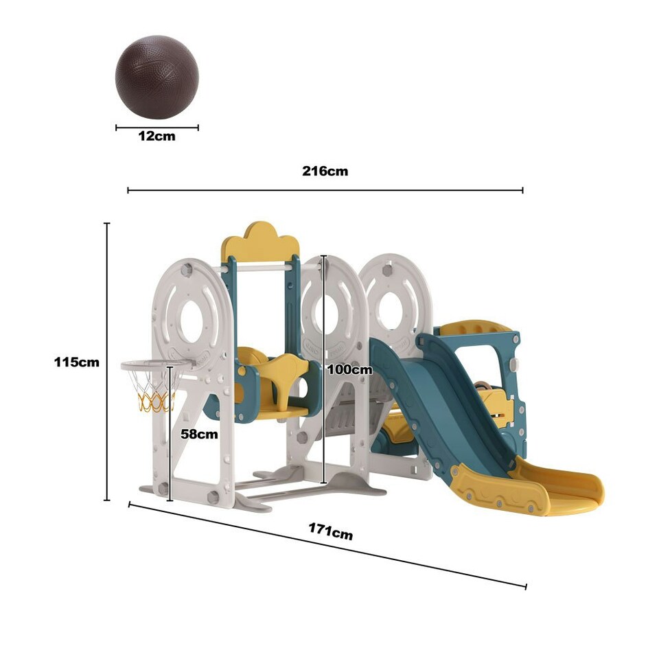 image 1 of Living and Home 3-in-1 Kids Toddler Swing, Slide, and Climber Playset - Yellow
