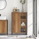 image 2 of SoBuy Slim Bathroom Storage Cabinet with Removable Laundry Basket, Light Brown, 23.6x11.8x35.4 inches, 24.1 kg - BZR65-PF
