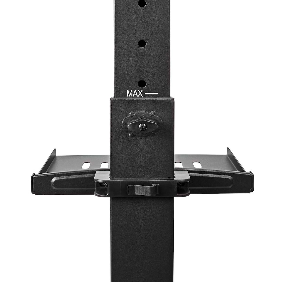 image 1 of Nedis TV Floor Presentation Meeting Stand Lockable Wheeled Trolley 32-55" up to 35 kg, Column Design, Adjustable, Snap-lock, AV Shelf - Black