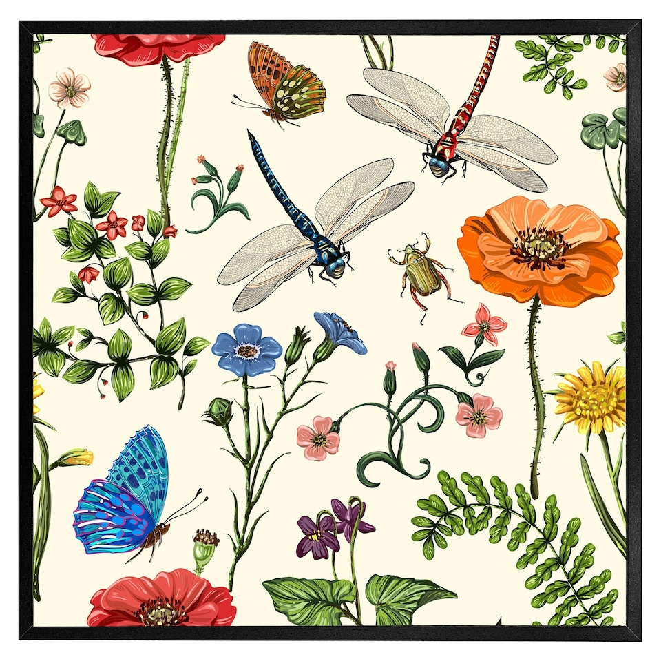 image 1 of Flowers & insects (Picture Frame) Brown | M