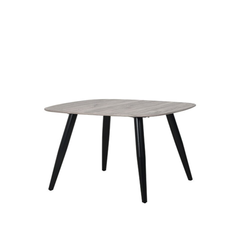image 1 of Aspen Tapered Legs Square Dining Table with 2 Diamond Stitch Dining Chairs - Grey Oak/Black/Natural - Flat Packed Grey