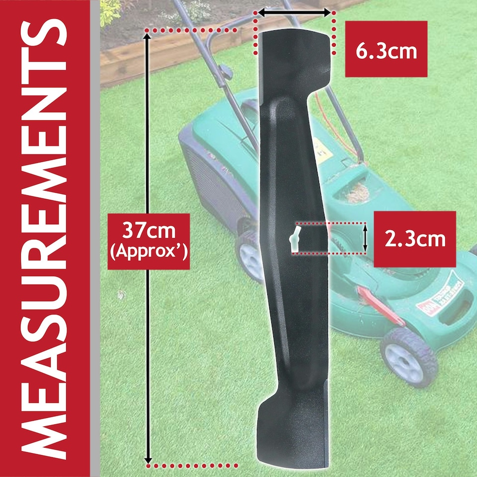 image 1 of SPARES2GO Metal Blade compatible with Qualcast RM37 MEB1437M M2EB1437M M2EB1537M RM37RF Lawnmower (37cm)
