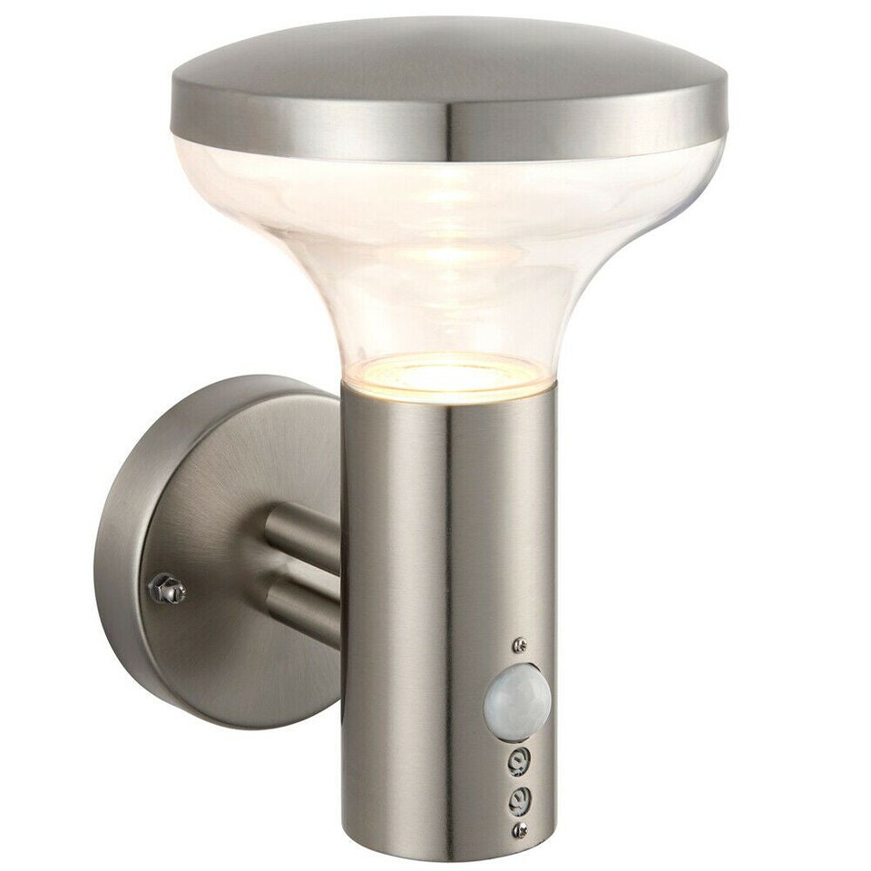 image 1 of IP44 Outdoor LED Lamp Stainless Steel Wall PIR Light Modern Porch Cool White