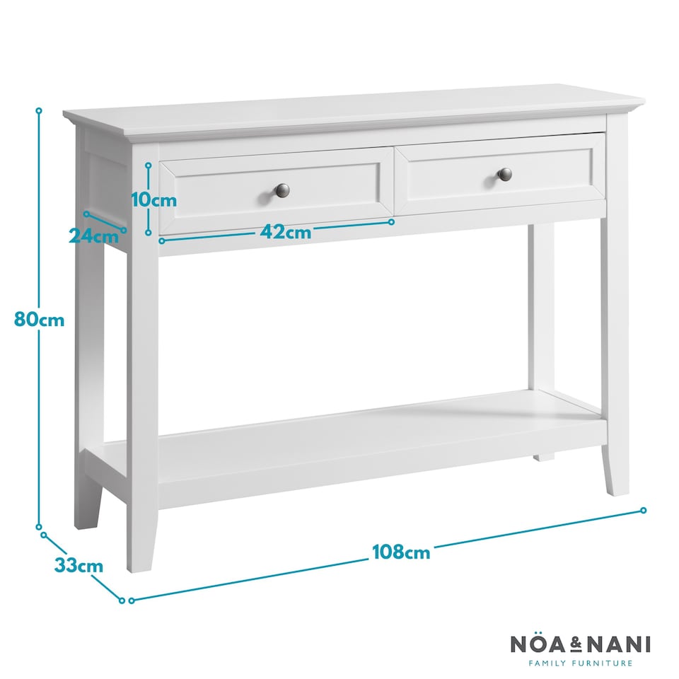 image 1 of Karlstad Console Hallway Table with 2 Drawers in White