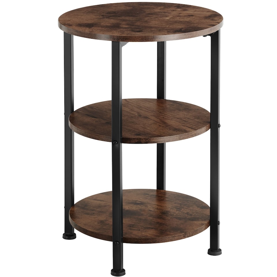 image 1 of Bedside Table Colchester - industrial style, round with 3 shelves, 40 x 61 cm | Brown | Industrial wood dark, rustic | 40 x 40 x 61 cm | 1