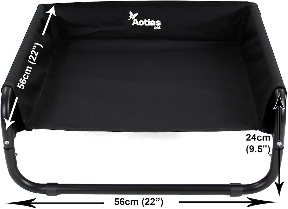 image 1 of Actiaspet Elevated Dog Bed Steel Frame Raised Pet Cot Black or Grey (Black, Small)