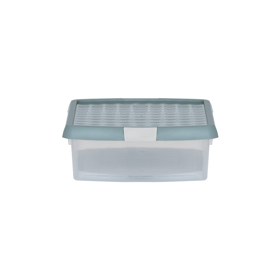 image 1 of Wham Clip 5x 8.5L Rectangular Plastic Storage Boxes with Clip Lock Lids. Ideal for Home, Office, Toys & More - Clear/Green Milieu | Green | Green Milleu | 5