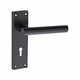 image 2 of Golden Grace T-Bar Door Handles Set on Lever Backplate in Matt Black Finish Complete with Latch, Lock and 1 Pair of 3" Ball Bearing Hinges | Black | 1 Set