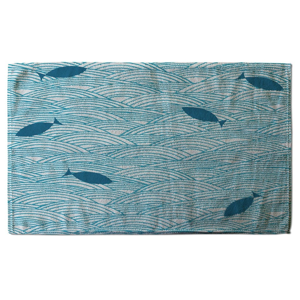 image 1 of Waves & Fish (Kitchen Towel)