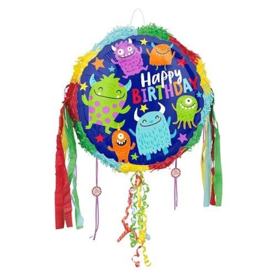 Happy Little Monsters Birthday Pull String Pinata