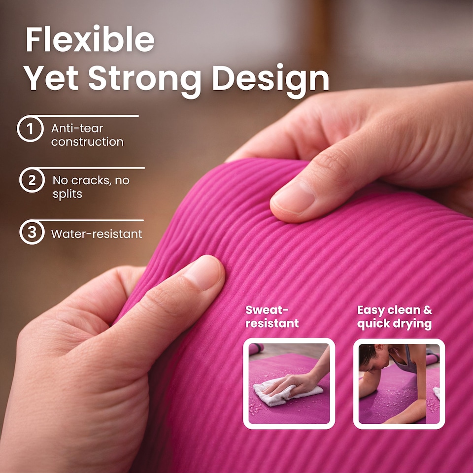 image 1 of Lockie Fitness Yoga Mat 8 mm Thick, Non Slip Exercise Mat for Women and Men, TPE Foam Pilates Mat, Gym Mat for Home Workout, Yoga, Pilates, Exercise & Gymnastics, 180 x 60 cm, Pink